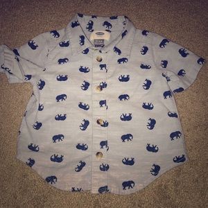 Elephant button up shirt for baby